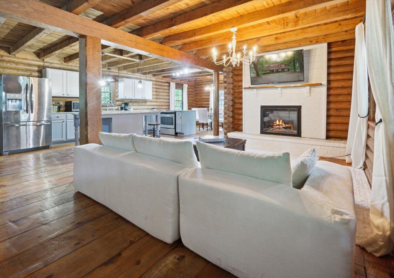 Living room with fireplace