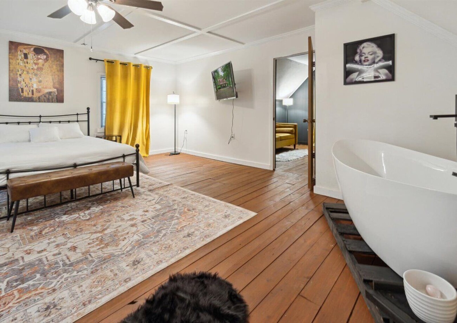 Primary bedroom and soaking tub