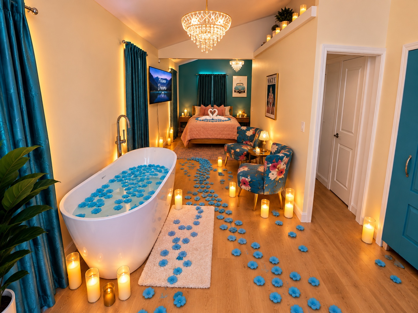Pocono Dreams optional romantic soaking tub setup